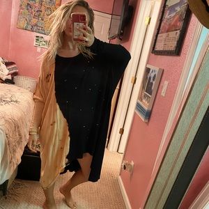 free people pink & black flows long sleeve dress